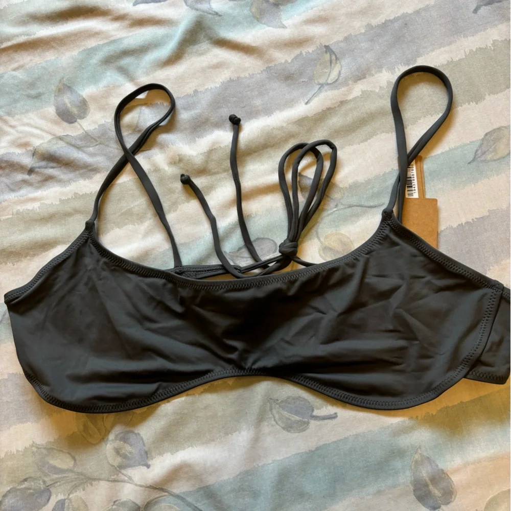 SKIMS micro scoop bikini top gunmetal nwt